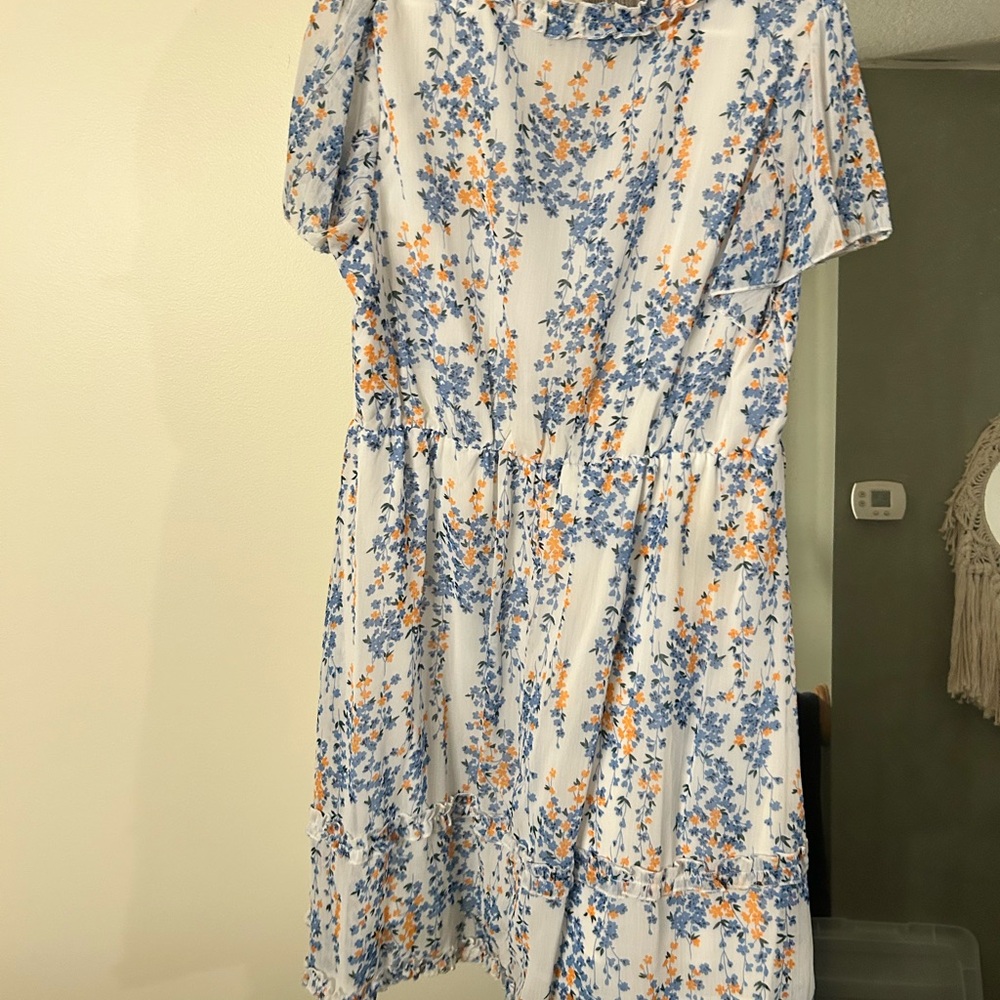 SHEIN Blue and Orange Floral Mini Dress